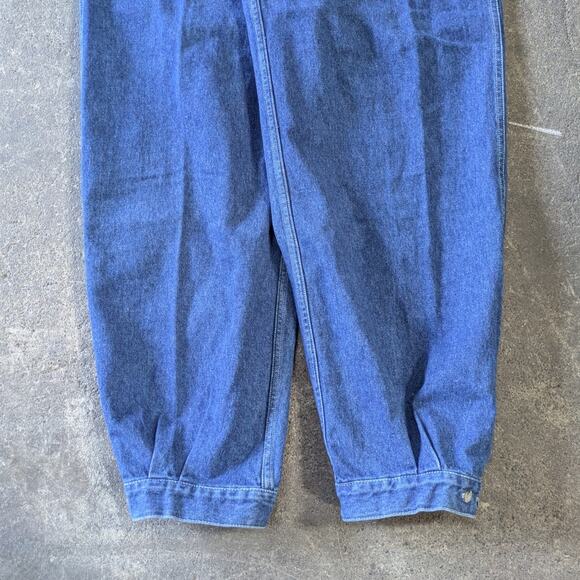 Vintage Gramicci Pleated Baggy Jeans Women's 14 Blue Button Ankle 80s Barrel - Picture 3 of 8